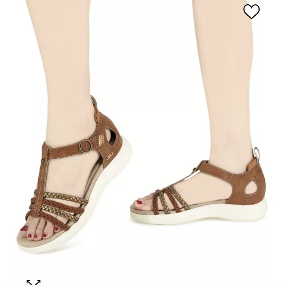 JBU Prague T-Strap Tan & Bronze Sandals sz 10